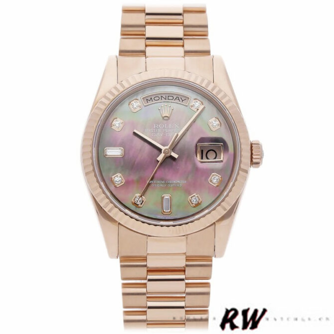 Replica Rolex Day-Date 118235 Mother of pearl diamond dial 36mm Unisex Watch