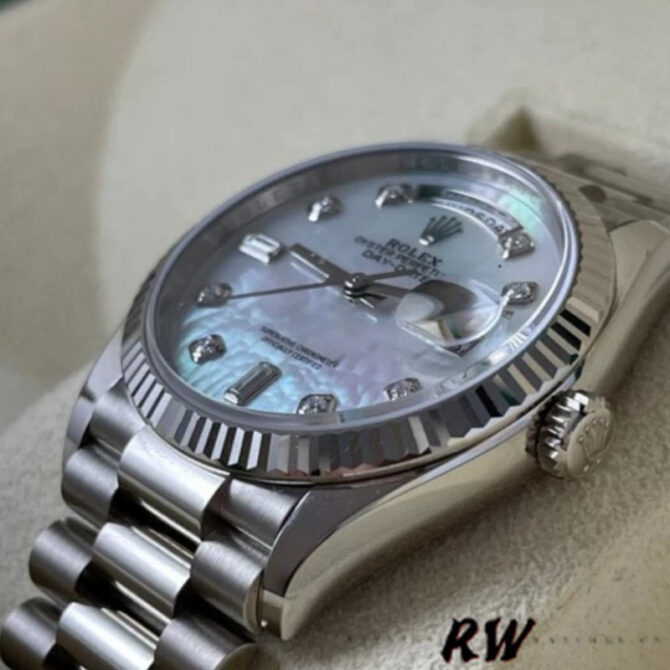 Replica Rolex Day-Date 128239 White Gold Mother of Pearl Dial 36MM Unisex Watch