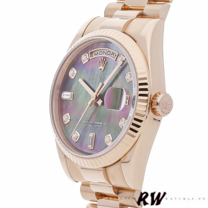 Replica Rolex Day-Date 118235 Mother of pearl diamond dial 36mm Unisex Watch