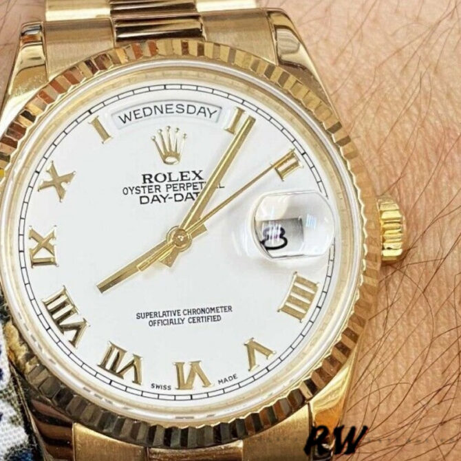 Replica Rolex Day-Date 118238 White Roman numeral dial 36mm Unisex Watch