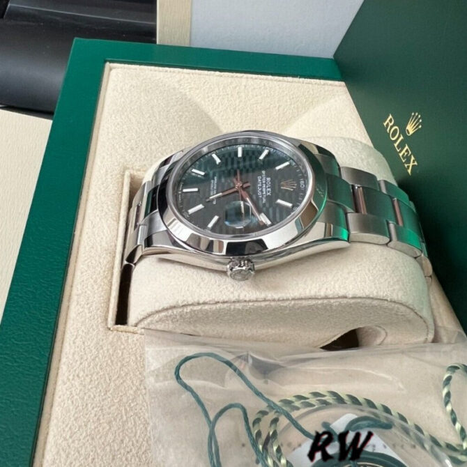 Rolex Datejust 126334 0029 Fluted Bezel Green Motif Dial 41MM Mens Replica Watch
