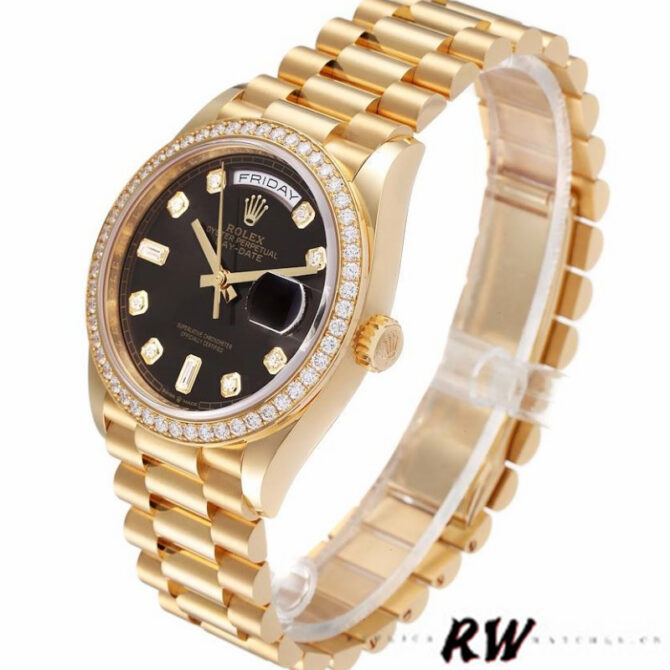 Replica Rolex Day-Date 128348RBR Dark Grey Dial Yellow Gold 36MM Unisex Watch
