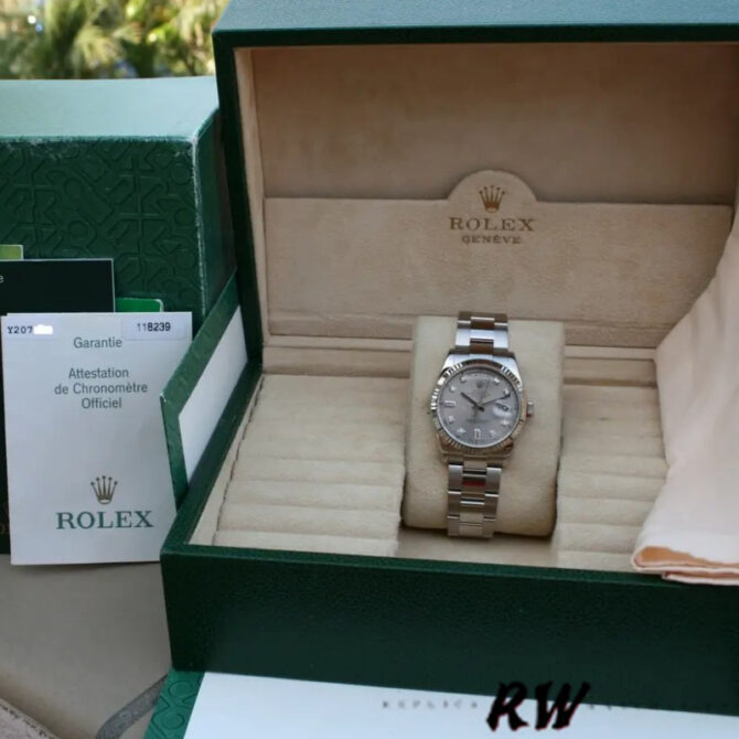 Replica Rolex Day-Date 118239 Rhodium Roman Dial 36mm Unisex Watch