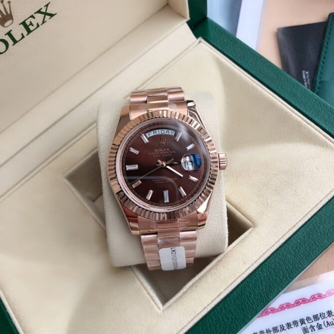 Replica Rolex Day-Date 118235 Rose Gold Chocolate Brown Dial 36mm Unisex Watch