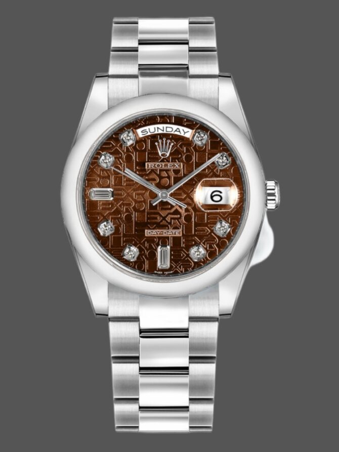 Replica Rolex Day-Date 118209 Jubilee Chocolate Brown Diamonds Dial 36mm Unisex Watch
