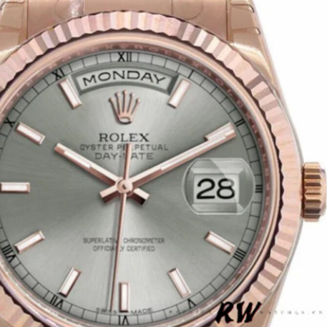 Replica Rolex Day-Date 118209 White Gold Copper Brown Dial 36mm Unisex Watch