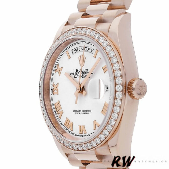 Replica Rolex Day-Date 128345RBR White Dial Everose Gold 36MM Unisex Watch