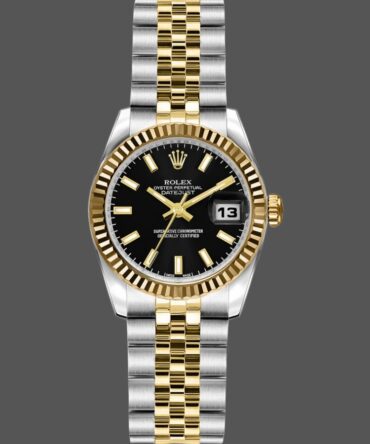 Rolex Datejust 179173 Black Index Dial Fluted Bezel 26MM Lady Replica Watch