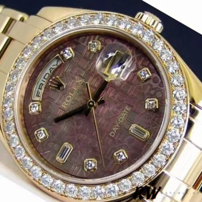 Replica Rolex Day-Date 18948 Dark MOP Diamond Jubilee Dial 39MM Mens Watch