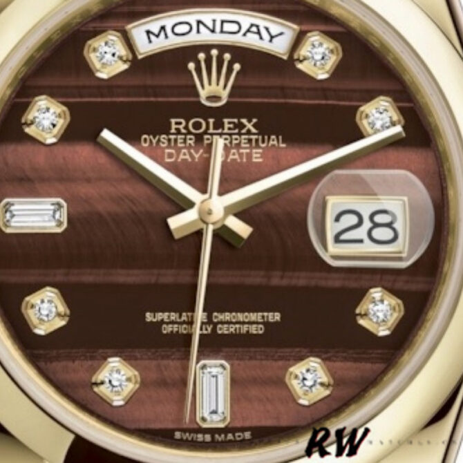 Replica Rolex Day-Date 118208 Bulls Eye Diamonds Dial 36mm Unisex Watch