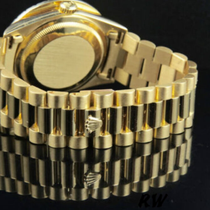 Replica Rolex Day-Date 118208 Yellow Gold Green Diamond Paved Arabic Dial 36mm Unisex Watch