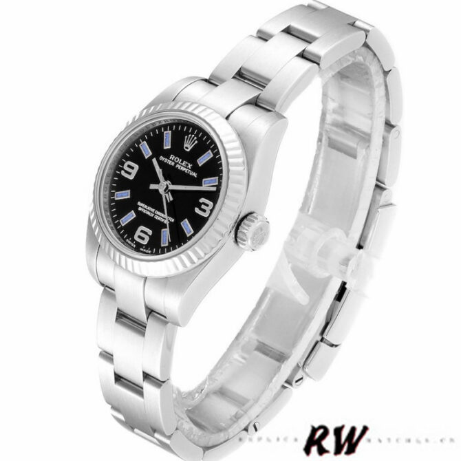 Rolex Oyster Perpetual 176234 Black Dial Blue Baton 26MM Lady Replica Watch