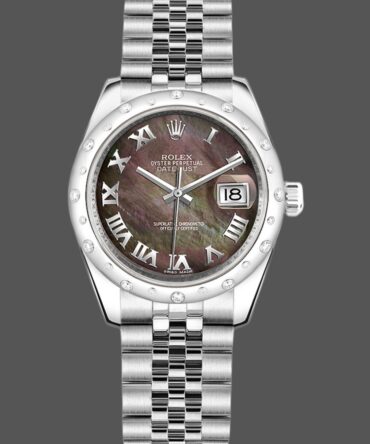 Rolex Datejust 178344 Black MOP Roman Dial 31MM Lady Replica Watch