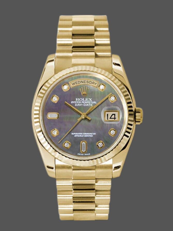 Replica Rolex Day-Date 118238 Dark Mother of Pearl 36mm Unisex Watch
