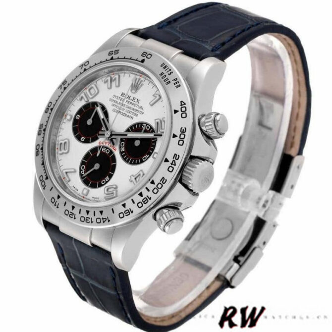 Rolex Daytona 116519 Panda Dial Blue Leather Strap 40mm Mens Replica Watch