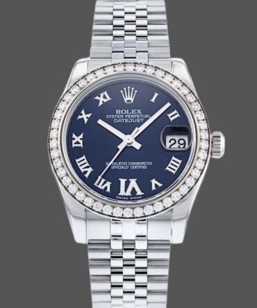 Rolex Datejust 178384 Stainless Steel Blue Diamond Dial 31MM Lady Replica Watch
