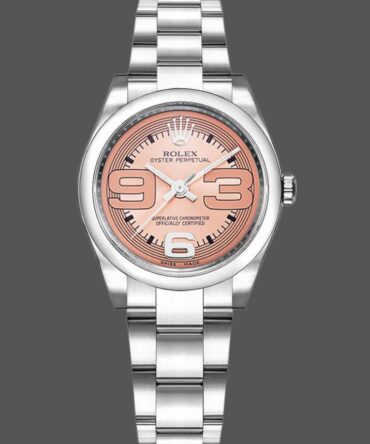 Rolex Oyster Perpetual 177200 Pink Maxi Arabic Dial Domed Bezel 31mm Lady Replica Watch