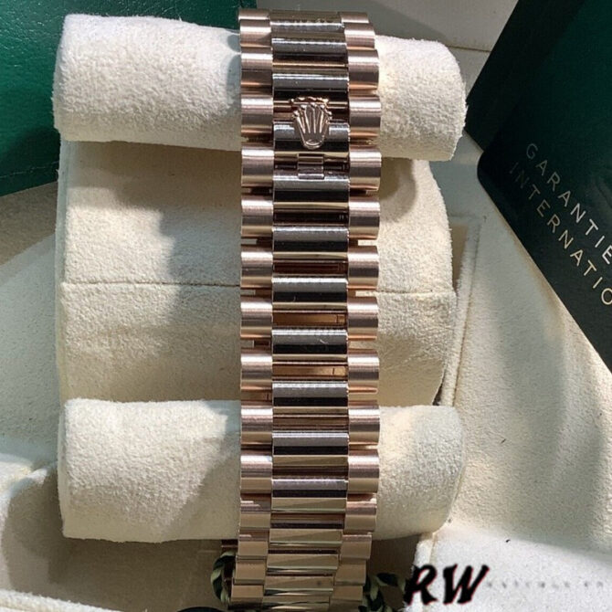 Replica Rolex Day-Date 36MM 128345RBR 0028 Mother of Pearl White Dial Everose Gold Unisex Watch