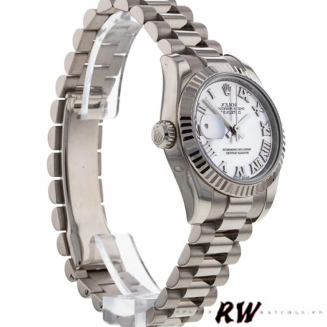 Rolex Datejust 179179 White Roman Numeral Dial Fluted Bezel 26MM Lady Replica Watch