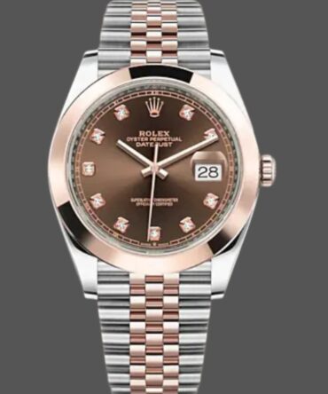 Rolex Datejust 126301 Rose Gold Chocolate Brown Diamonds Dial 41MM Mens Replica Watch