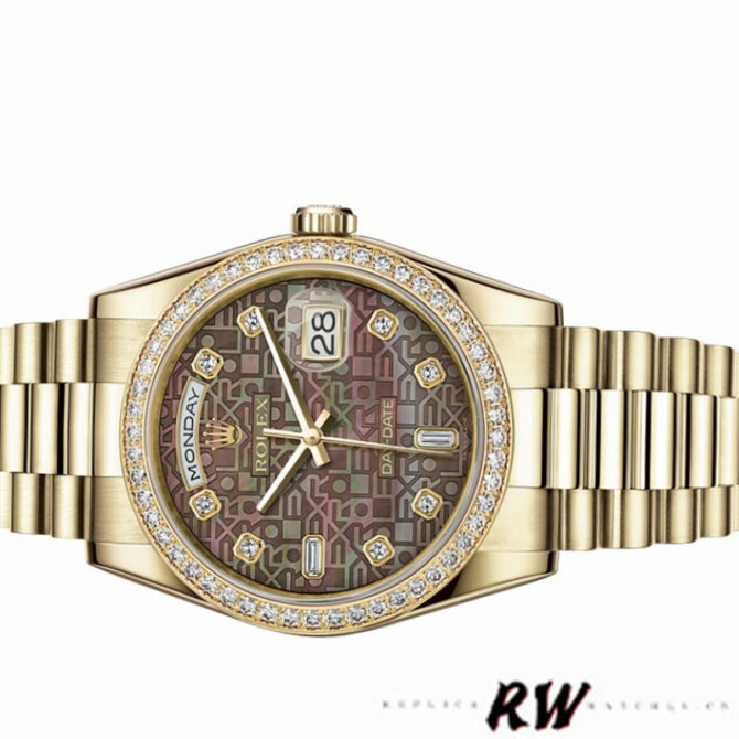 Replica Rolex Day-Date 118388 Black Diamond Dial 36mm Unisex Watch