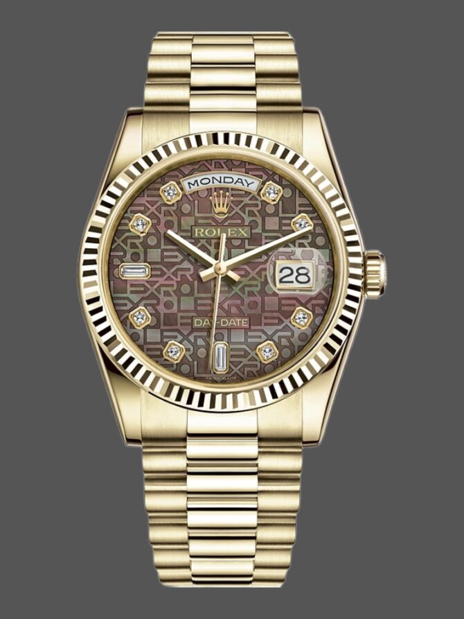 Replica Rolex Day-Date 118235 Rose Gold Chocolate Brown Dial 36mm Unisex Watch