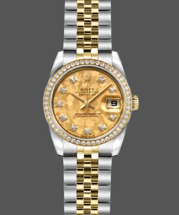 Rolex Datejust 179383 Crystal Gold Dust Champagne Dial 26MM Lady Replica Watch