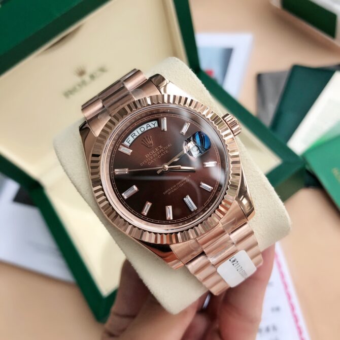 Replica Rolex Day-Date 118235 Rose Gold Chocolate Brown Dial 36mm Unisex Watch