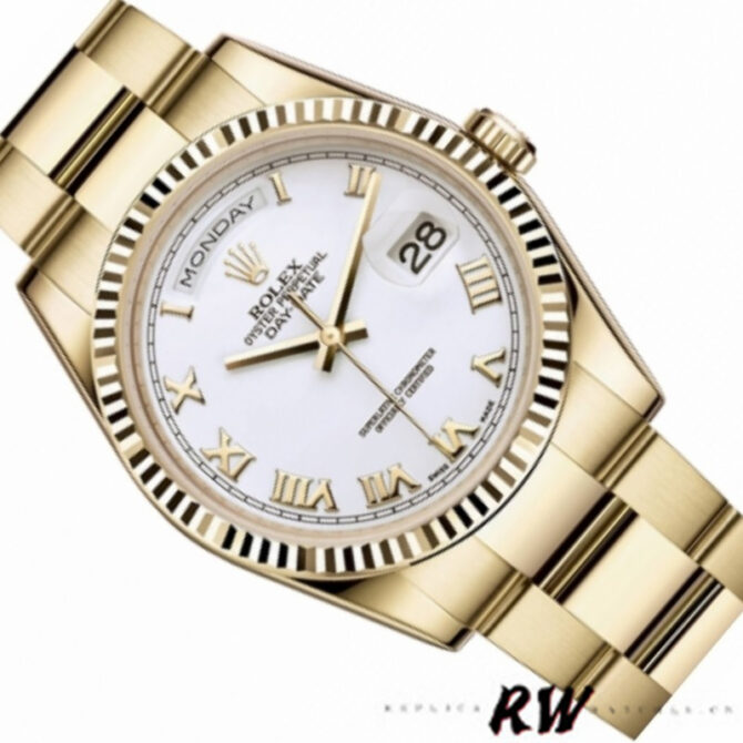 Replica Rolex Day-Date 118238 White Roman numeral dial 36mm Unisex Watch