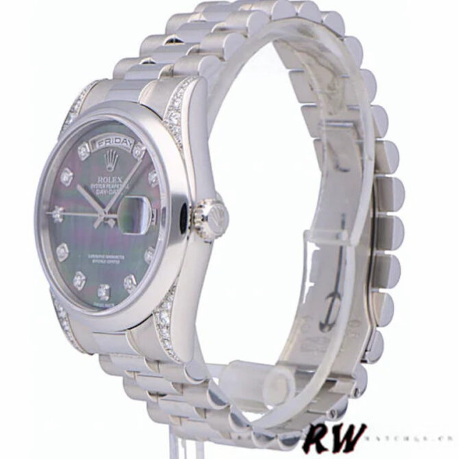 Replica Rolex Day-Date 118296 Platinum MOP Dial Diamond 36mm Unisex Watch