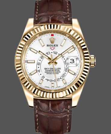 Rolex Sky-Dweller 326138 White Dial Yellow Gold 42MM Mens Replica Watch