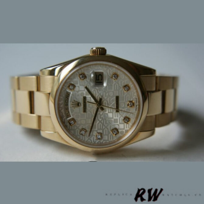 Replica Rolex Day-Date 118209 Black dial white gold 36mm Unisex Watch