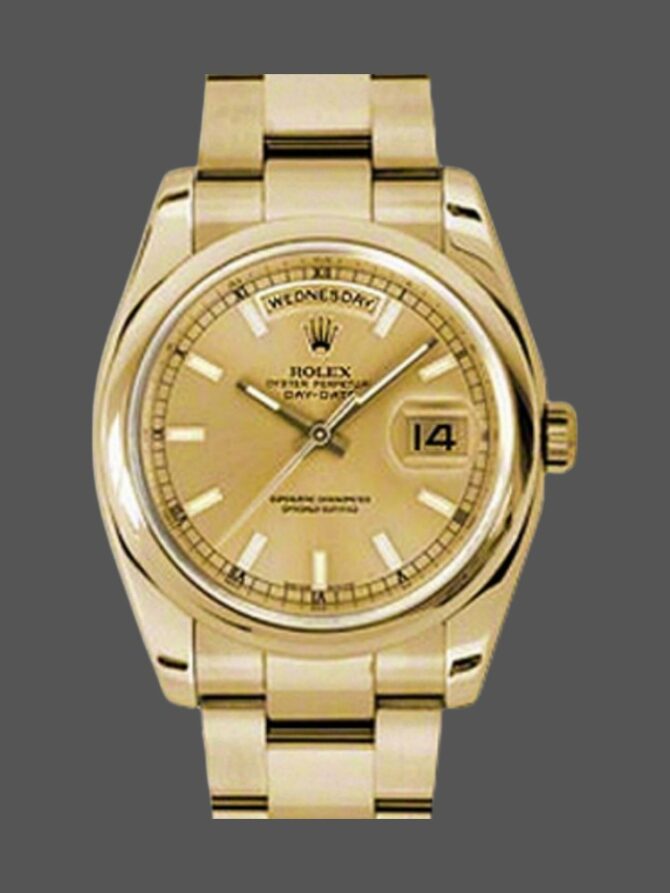 Replica Rolex Day-Date 118209 White Gold Silver Diamond Dial Automatic 36mm Unisex Watch