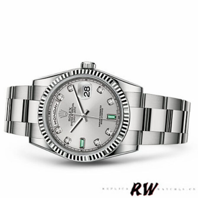 Replica Rolex Day-Date 118239 Rhodium grey Dial white gold 36mm Unisex Watch