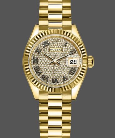 Rolex Datejust 279178 Diamond Pave Dial Fluted Bezel 28mm Lady Replica Watch