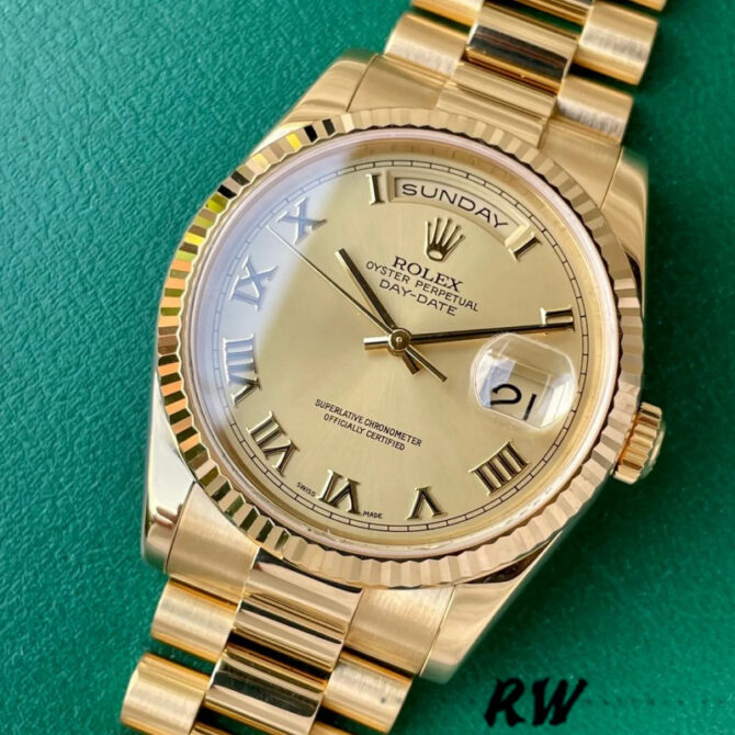 Replica Rolex Day-Date 118235 MOP Black Dial 36mm Unisex Watch