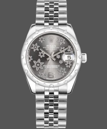 Rolex Datejust 178344 Floral Motif Dark Rhodium Grey Dial 31MM Lady Replica Watch