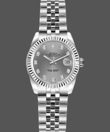 Rolex Datejust 179174 Rhodium Grey Diamond Dial Fluted Bezel 26MM Lady Replica Watch