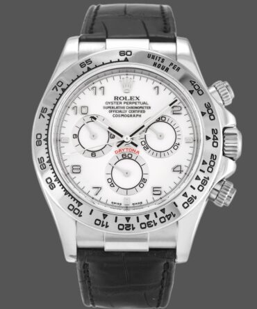 Rolex Daytona 116519 White Arabic Dial Black Leather strap 40mm Mens Replica Watch