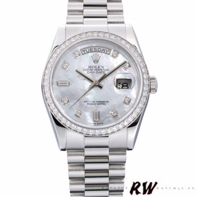 Replica Rolex Day Date 118346 Platinum Diamond Bezel Meteorite Dial 36mm Unisex Watch