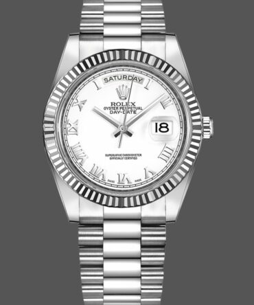 Replica Rolex Day-Date 218239 White Roman Numerals Dial White Gold 41MM Mens Watch