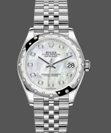 Rolex Datejust 178344 White Mother of Pearl Diamond Dial 31MM Lady Replica Watch