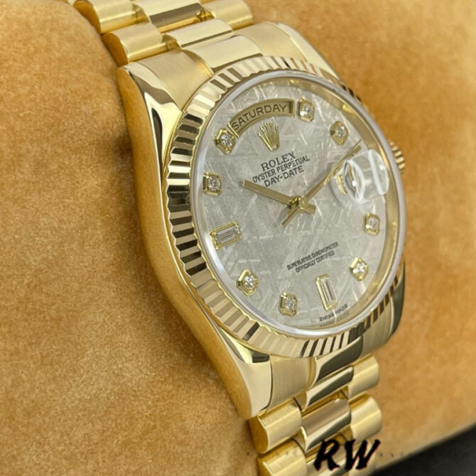 Replica Rolex Day-Date 118238 Diamond Meteorite Dial 36mm Unisex Watch