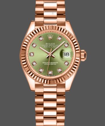 Rolex Datejust 279175 Olive Green Diamonds Dial Fluted Bezel 28mm Lady Replica Watch