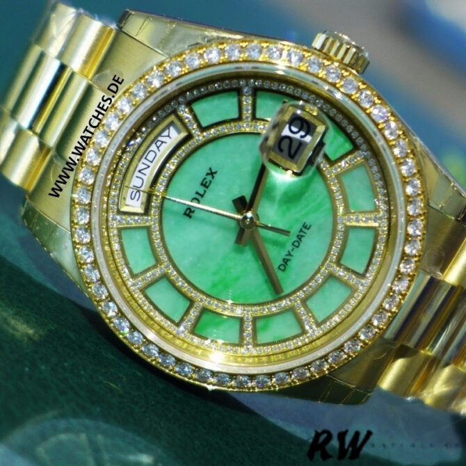 Replica Rolex Day-Date 118348 Silver Diamond Dial 36mm Unisex Watch