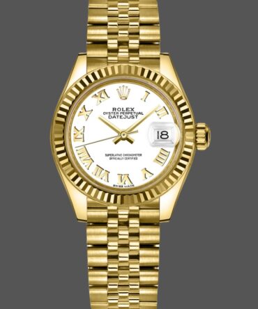 Rolex Datejust 279178 White Roman Dial Yellow Gold 28mm Lady Replica Watch