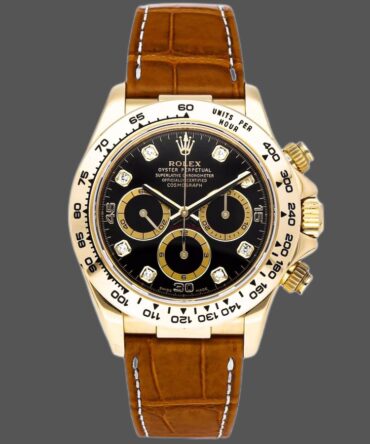 Rolex Daytona 16518 Black Diamond Dial Leather strap 40mm Mens Replica Watch