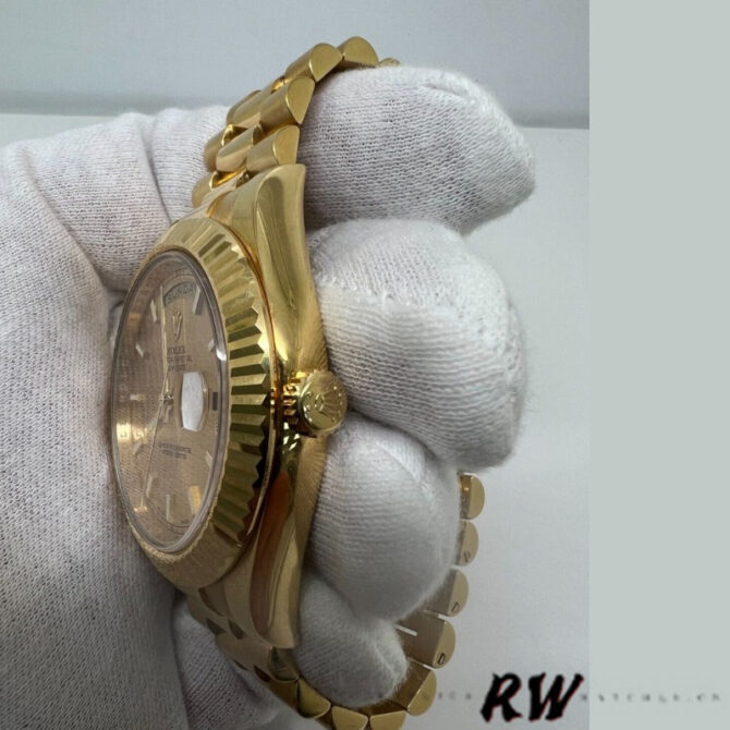 Replica Rolex Day-Date 218238 Champagne Index Dial Yellow Gold 41MM Mens Watch
