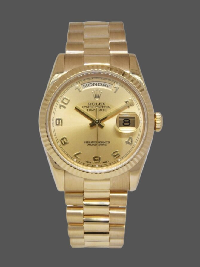 Replica Rolex Day-Date 118238 Champagne Dial Yellow gold 36mm Unisex Watch
