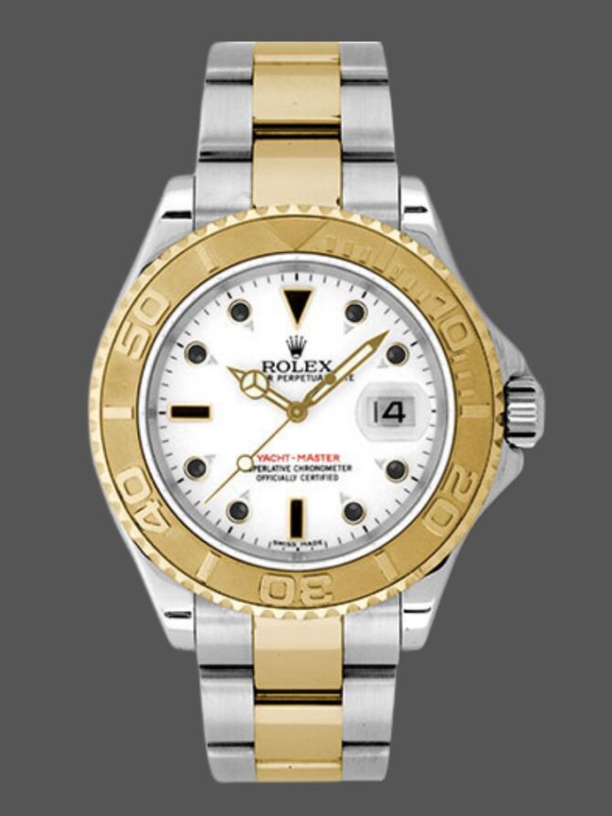 Rolex Yacht-Master 168623 Steel Yellow Gold White Dial 35MM Unisex Replica Watch